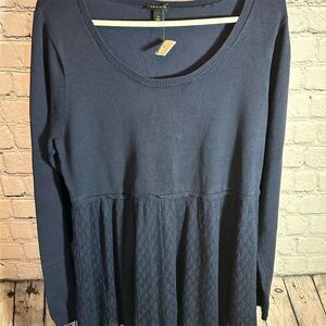 Torrid Women's Navy Long Sleeve Knit Babydoll Top Size 12 Standard Casual